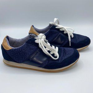 Tommy Hilfiger Maddie Tennis Shoes Blue Tan Suede